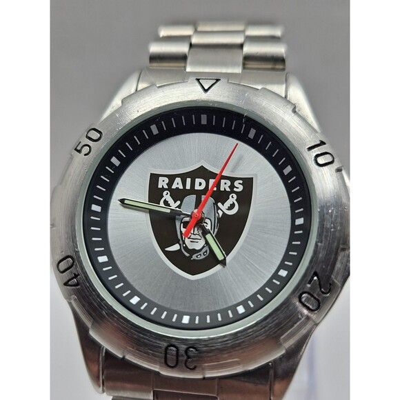 NFL Raiders Working Mens Watch By Game Time Silver Tone NEW BATTERY Working - Picture 4 of 11